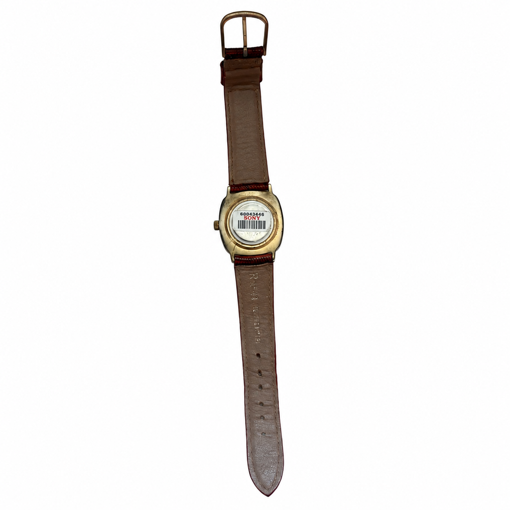 Vintage Q&Q Square Black Dial Gold-Tone Quartz Watch - Requires a Battery