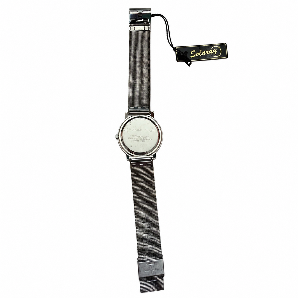 Vintage Edward Lynn Roman Bezel Black Dial Mesh Watch - Requires a Battery