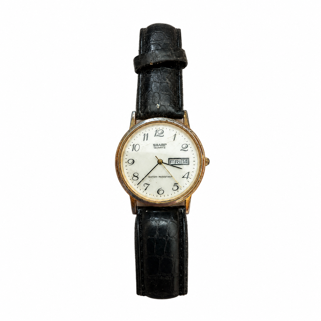 Vintage Sharp Quartz Day-Date White Dial Watch - Requires a Battery