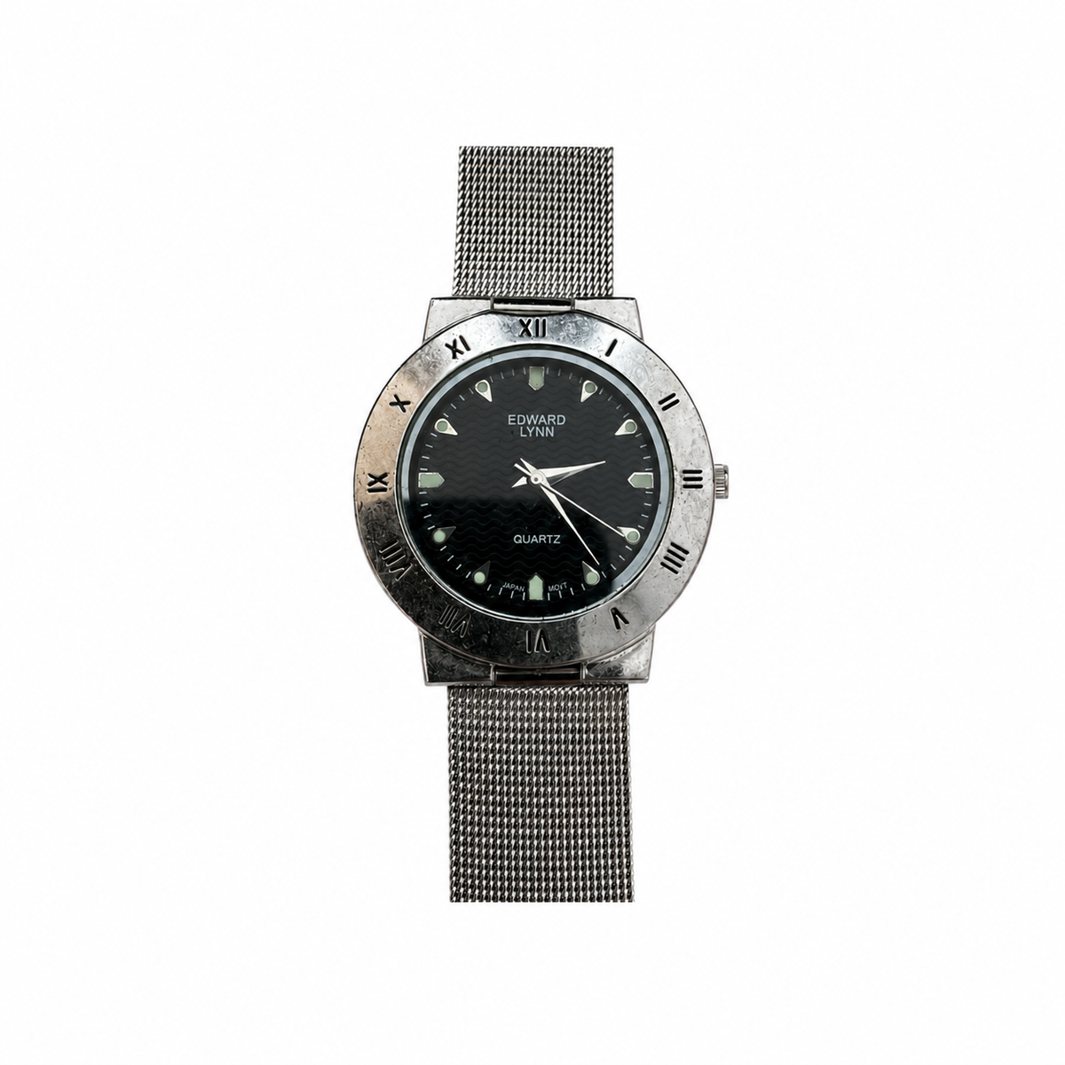 Vintage Edward Lynn Roman Bezel Black Dial Mesh Watch - Requires a Battery