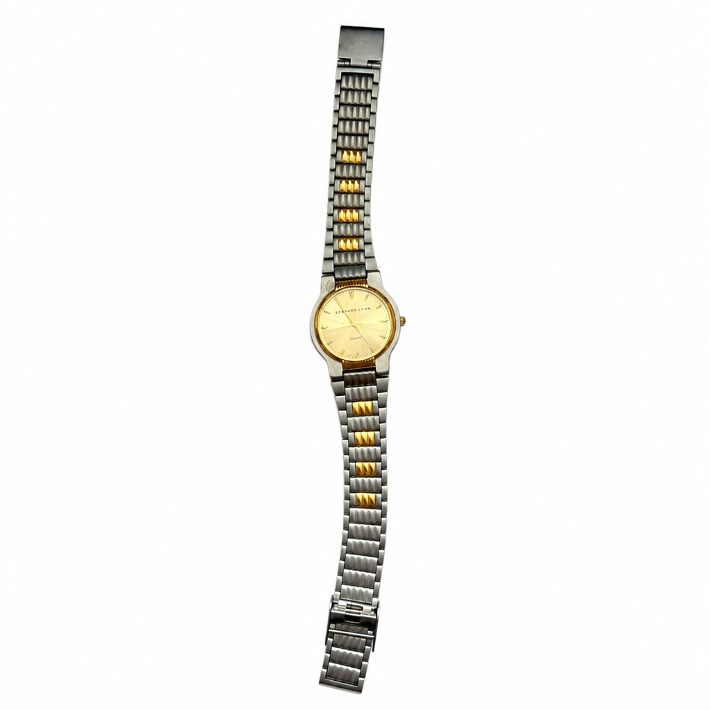 Vintage Edward Lynn Two-Tone Gold Dial Quartz Watch - Requires a Battery