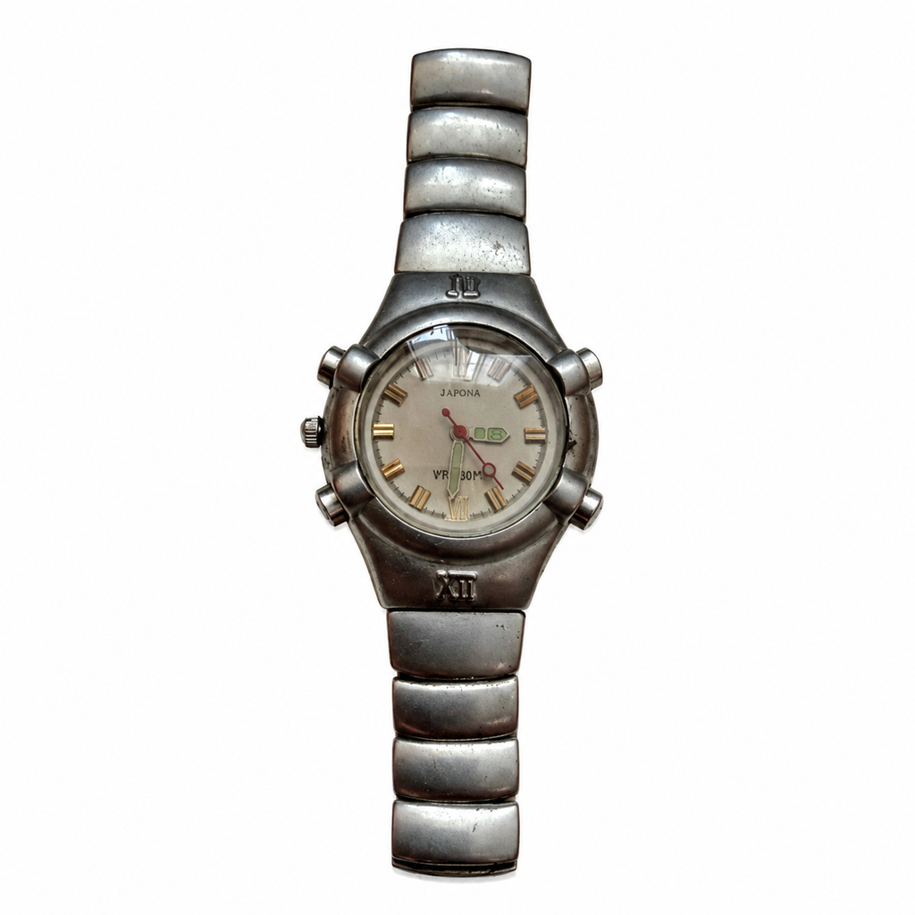Vintage Japona Silver-Tone Roman Numeral Quartz Watch - Requires a Battery