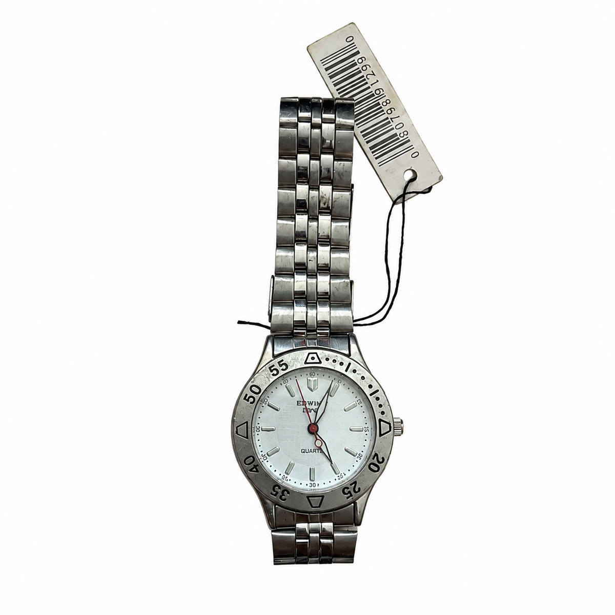 Vintage Edward Lynn Numbered Bezel White Dial Quartz Watch - Requires a Battery