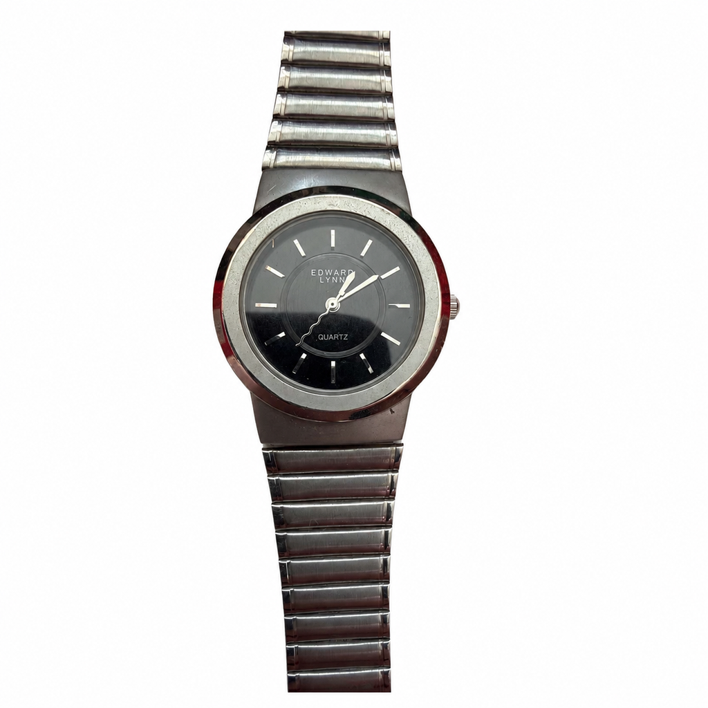 Vintage Edward Lynn Black Dial Expansion Bracelet Watch - Requires a Battery