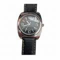 Vintage Pulsar Gray Dial Date Black Leather Watch - Requires a Battery