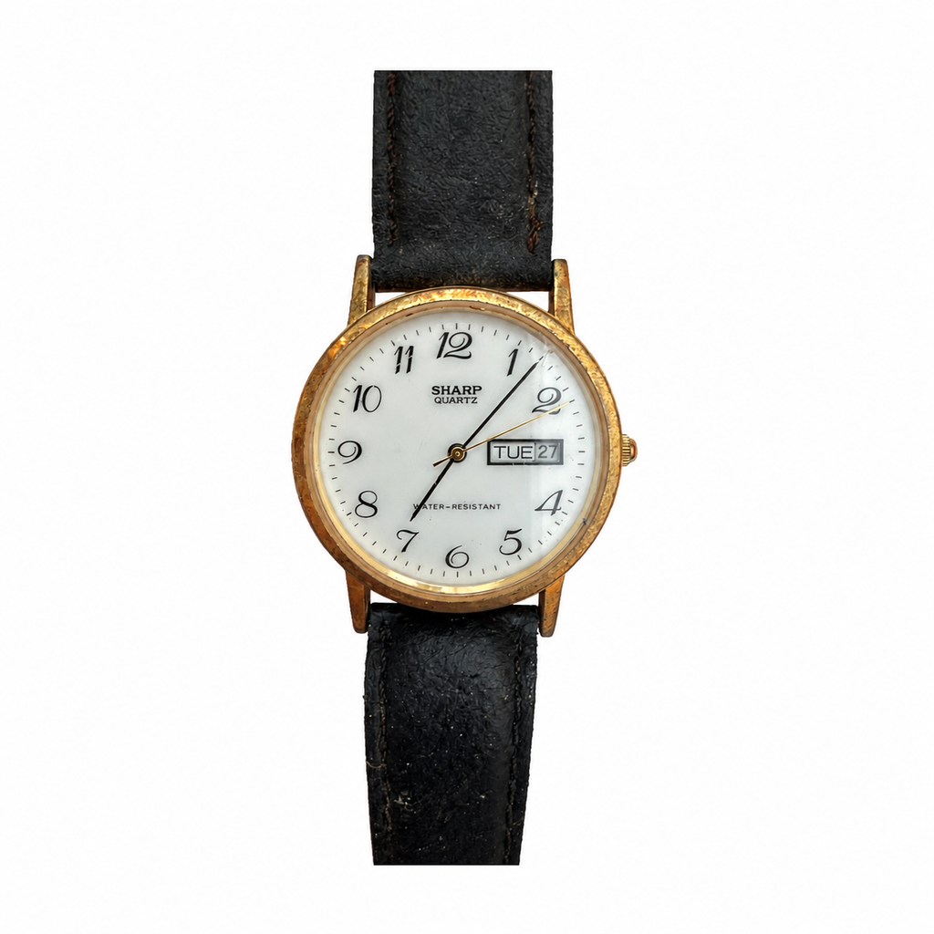 Vintage Sharp Quartz Day-Date Gold-Tone Watch - Requires a Battery