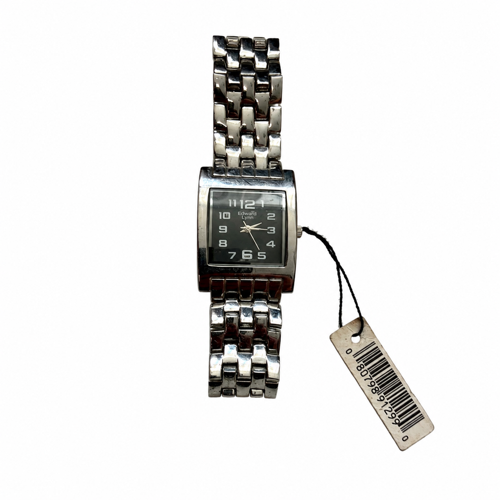 Vintage Edward Lynn Square Black Dial Bracelet Watch - Requires a Battery