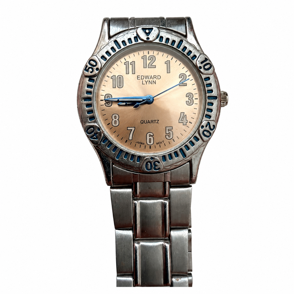 Vintage Edward Lynn Champagne Dial Blue Hands Watch - Requires a Battery