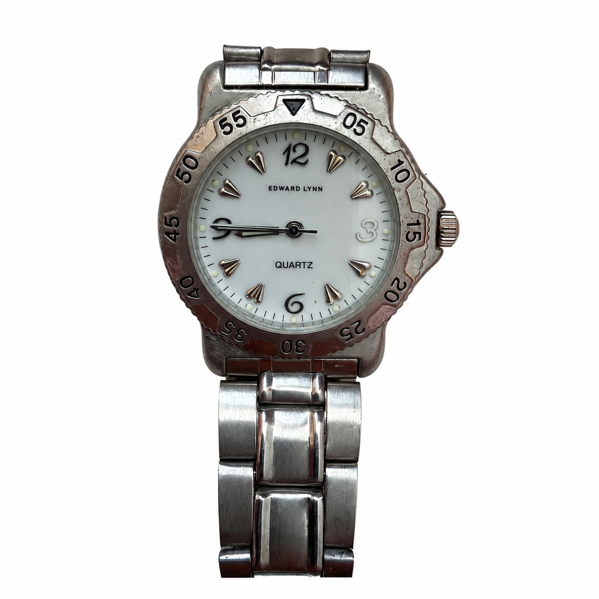 Vintage Edward Lynn White Dial Numbered Bezel Watch - Requires a Battery