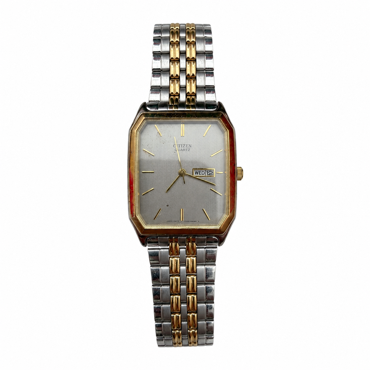 Vintage Citizen Rectangular Two-Tone Day-Date Watch - Requires a Battery