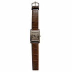 Vintage Edward Lynn Rectangular Brown Leather Watch - Requires a Battery