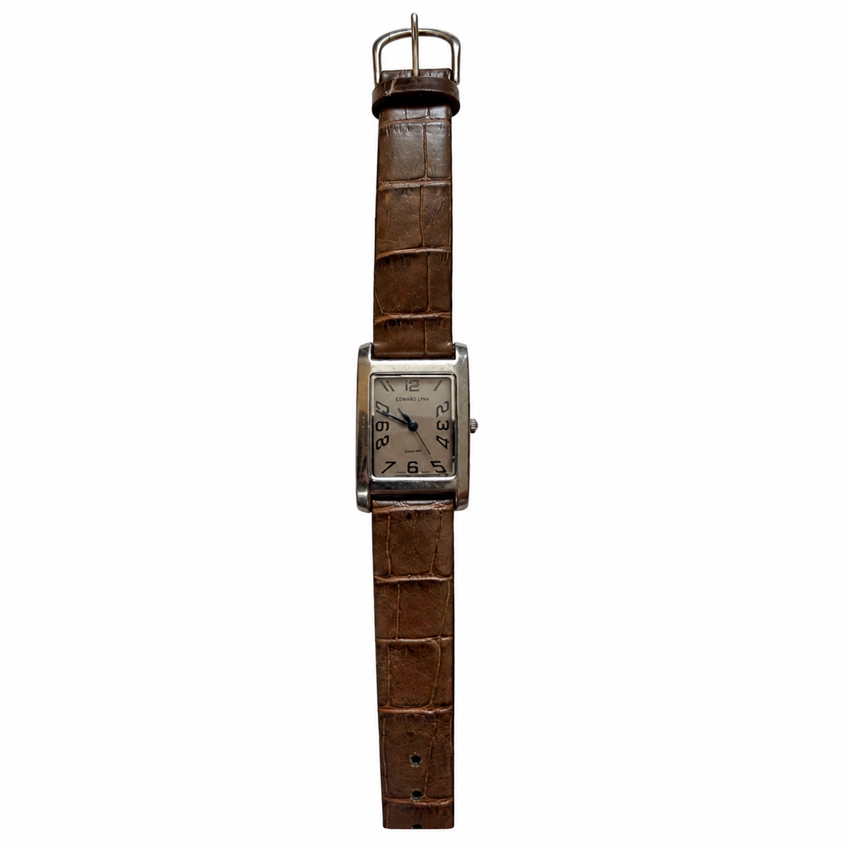 Vintage Edward Lynn Rectangular Brown Leather Watch - Requires a Battery