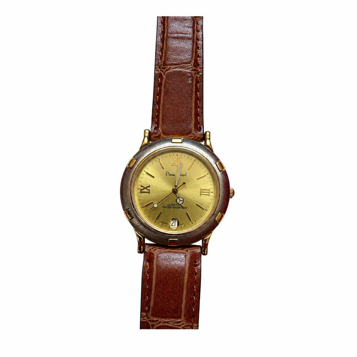 Vintage Pierre Nicol Champagne Dial Date Watch - Requires a Battery
