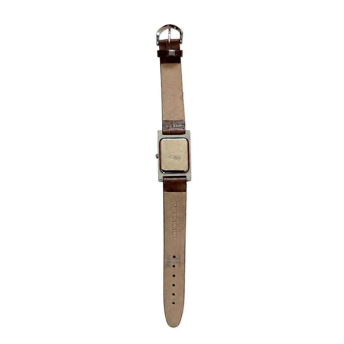 Vintage Edward Lynn Rectangular Brown Leather Watch - Requires a Battery