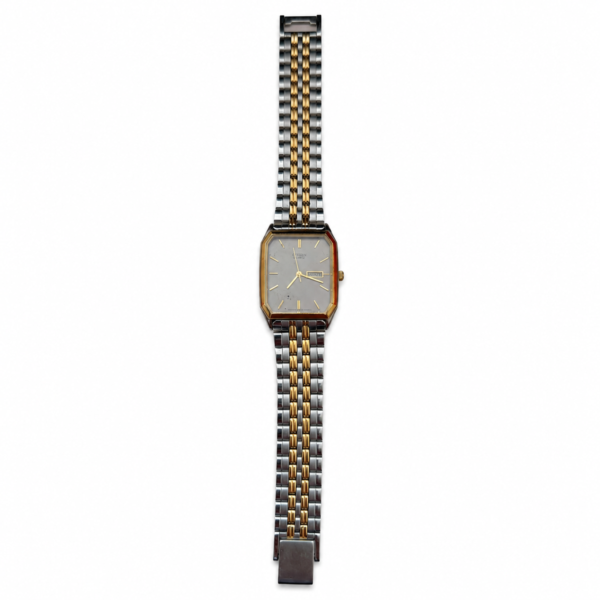 Vintage Citizen Rectangular Two-Tone Day-Date Watch - Requires a Battery