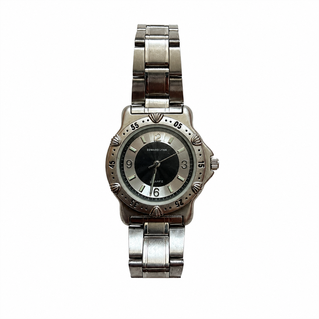 Vintage Edward Lynn Black and Silver Dial Sports Watch - Requires a Battery