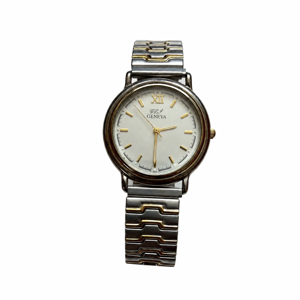 Vintage Geneva Two-Tone Silver Dial Dress Watch - Requires a Battery