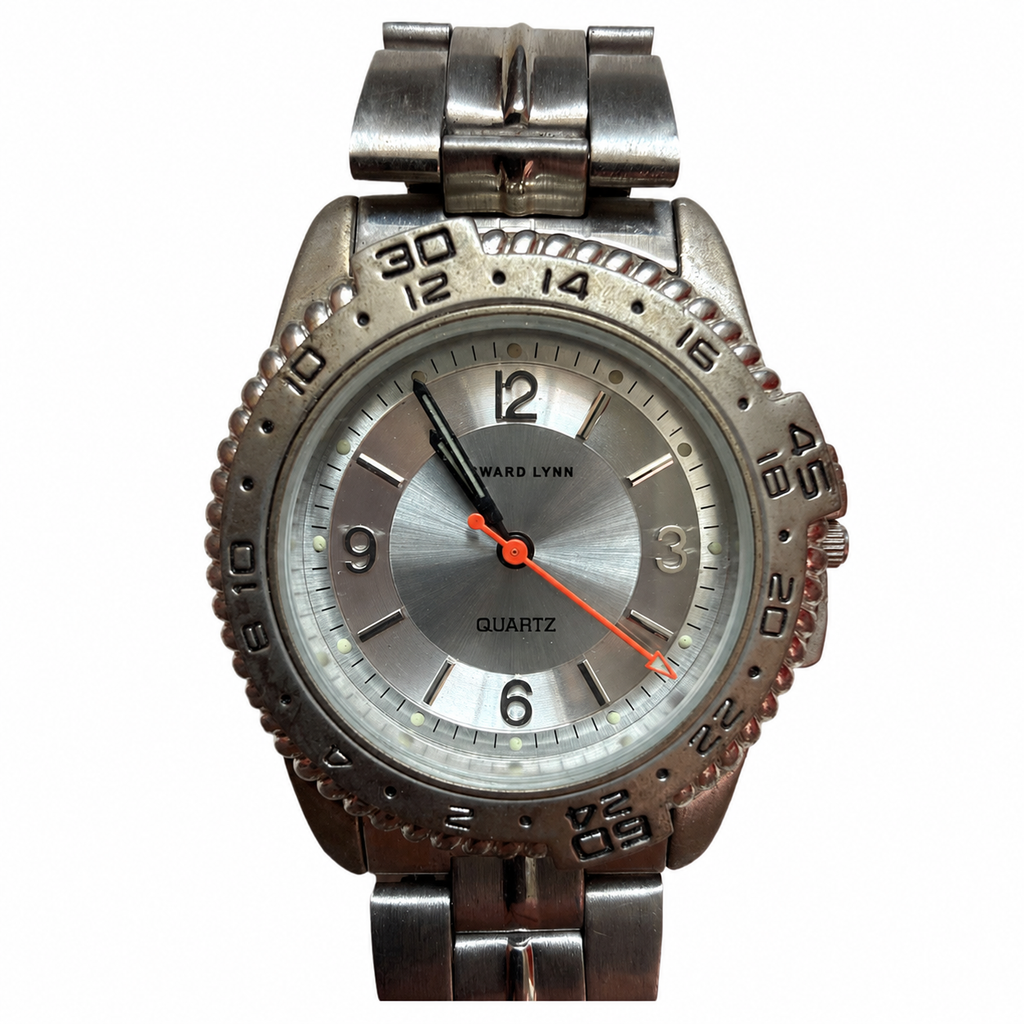 Vintage Edward Lynn Silver Dial 24-Hour Bezel Watch - Requires a Battery