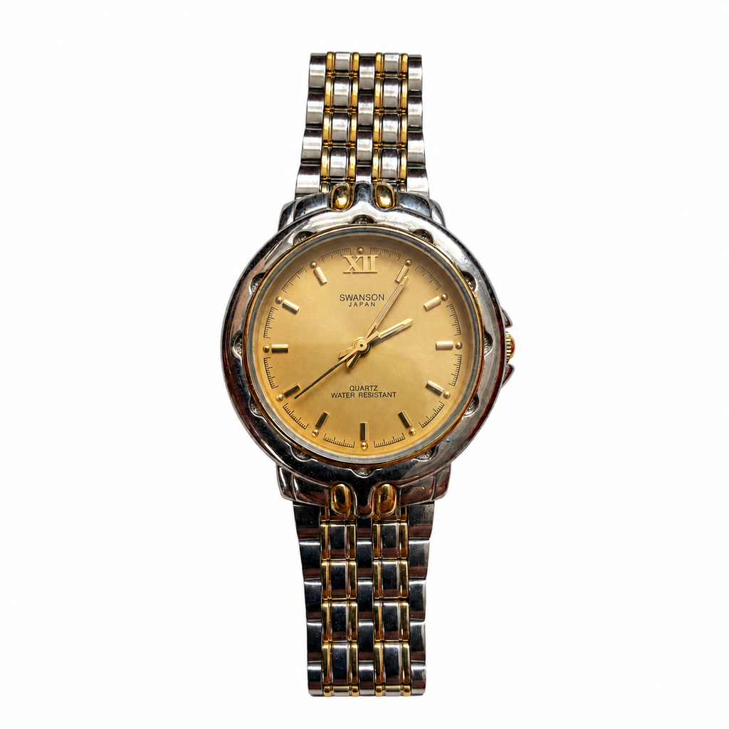 Vintage Swanson Japan Champagne Dial Two-Tone Watch - Requires a Battery