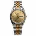 Vintage Timex Champagne Dial Day-Date Two-Tone Watch - Requires a Battery