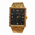 Vintage Geneva Black Dial Crystal-Marker Rectangular Watch - Requires a Battery