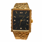 Vintage Geneva Black Dial Crystal-Marker Rectangular Watch - Requires a Battery
