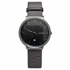 Vintage Skagen Minimalist Black Dial Leather Strap Watch - Requires a Battery