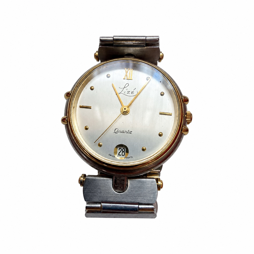 Vintage Lize Swiss Parts Silver Dial Date Watch - Requires a Battery