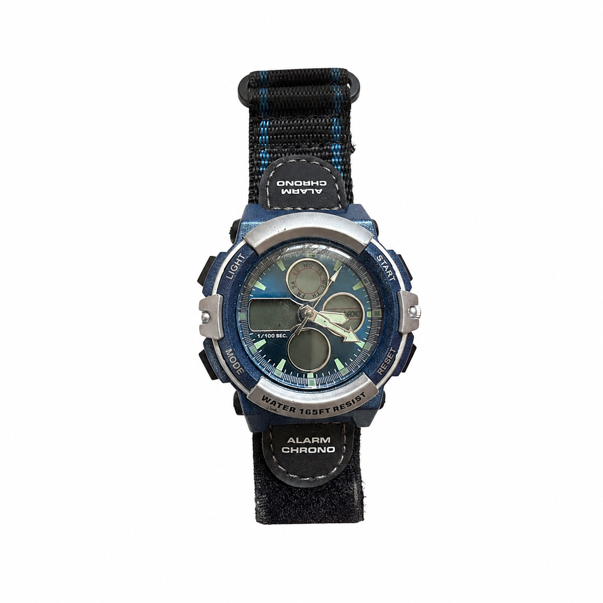 Vintage Blue Ana-Digi Alarm Chronograph Sport Watch - Requires a Battery