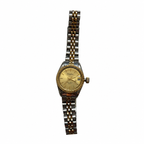 Vintage Two-Tone Gold Dial Date Quartz Watch - Requires a Battery