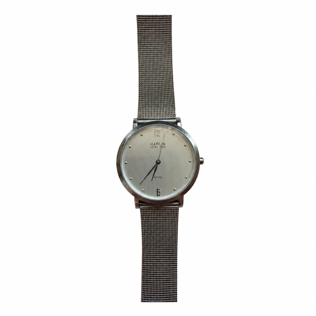 Vintage Hamlin Ultra Thin Silver Mesh Watch - Requires a Battery