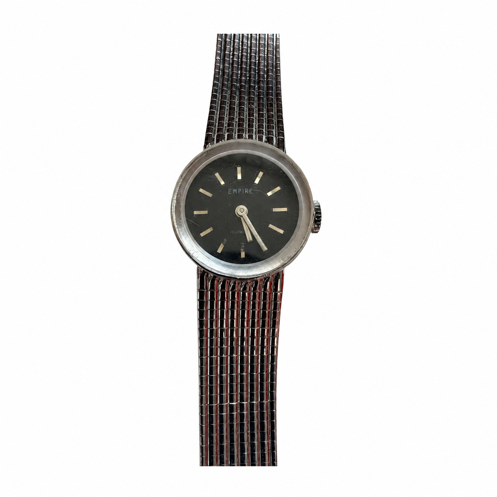 Vintage Empire Black Dial 17-Jewel Mechanical Watch - Requires Winding