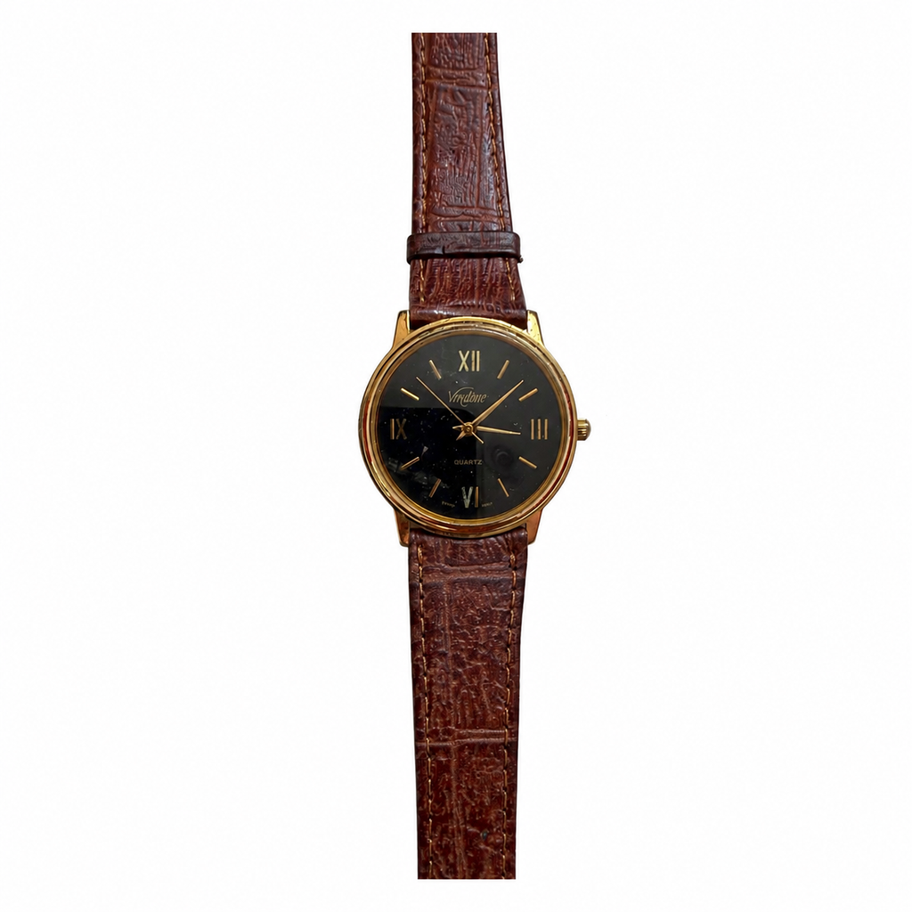Vintage Vendome Black Dial Gold-Tone Dress Watch - Requires a Battery
