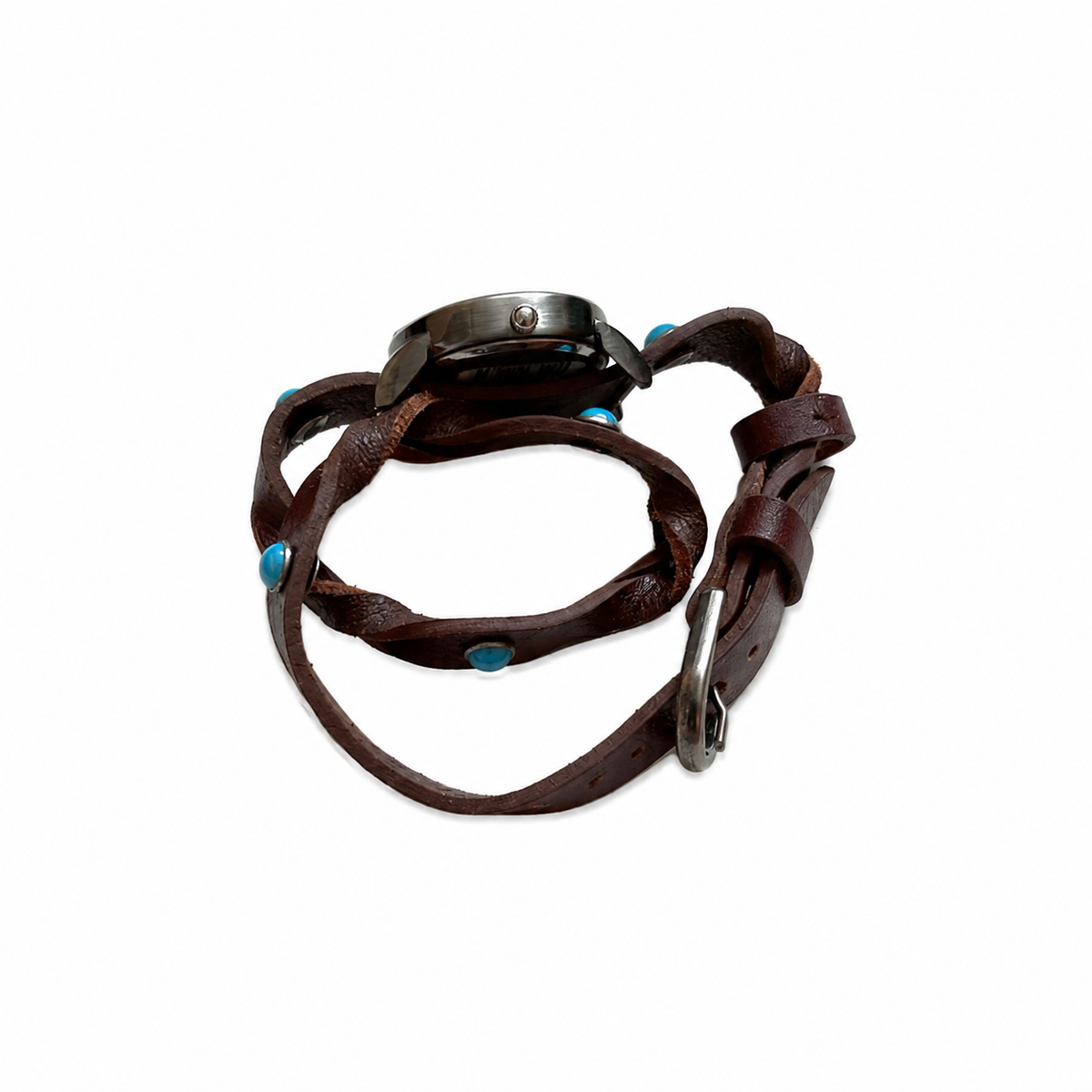 Vintage Buffalo Motif Turquoise Stud Wrap Watch - Requires a Battery