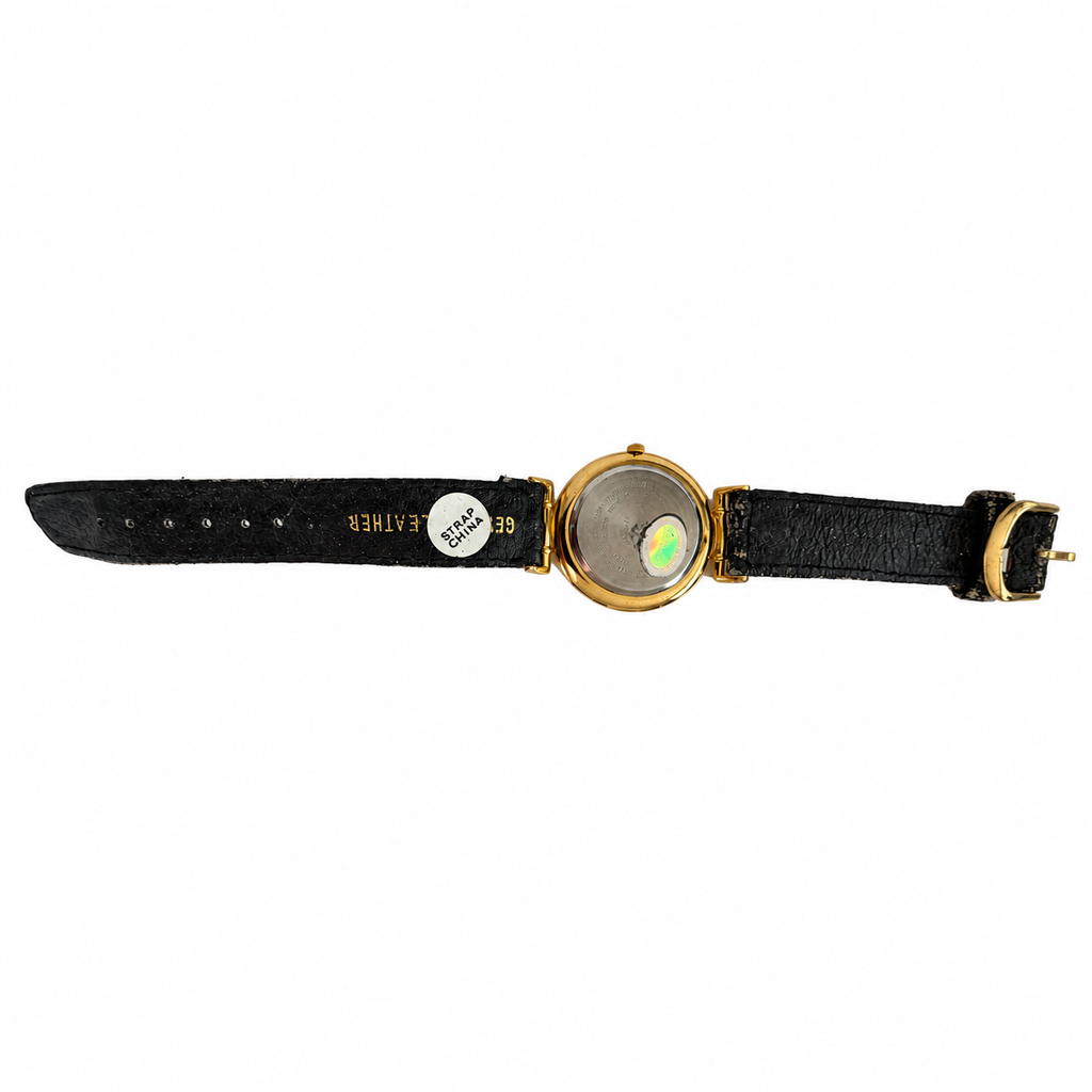 Vintage Charles Raymond Quartz Analog Gold Tone Watch Black Strap - Requires a Battery