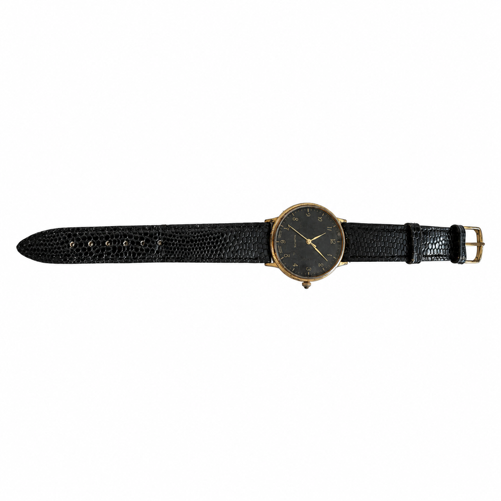 Vintage Quartz Swiss Hong Kong Parts Assembled Black Dial Watch - Requires a Battery
