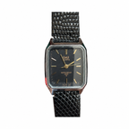 Vintage Q&Q Black Dial Rectangular Quartz Watch - Requires a Battery