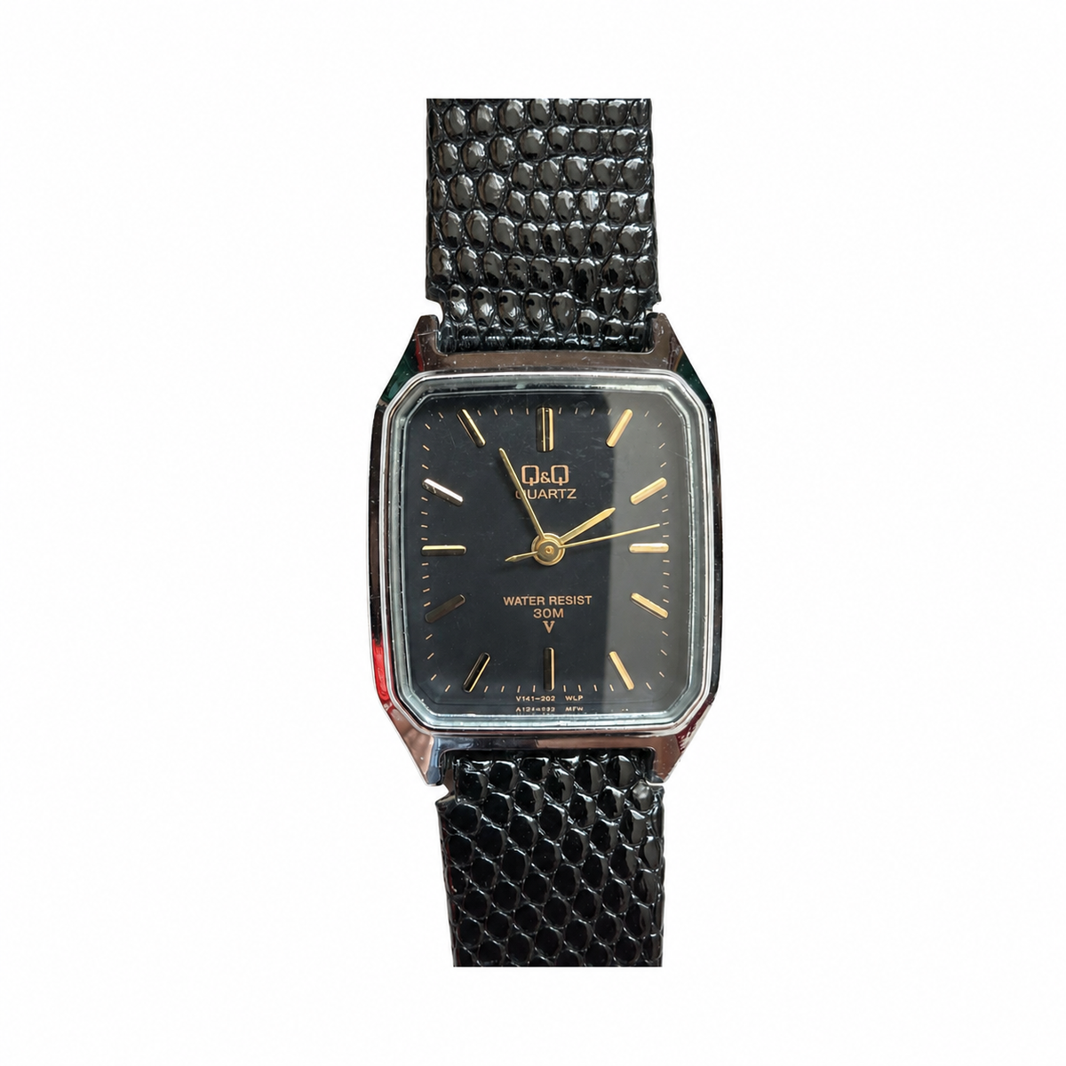 Vintage Q&Q Black Dial Rectangular Quartz Watch - Requires a Battery