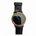 Vintage-Style Minimalist Black Dial Quartz Watch - Requires a Battery