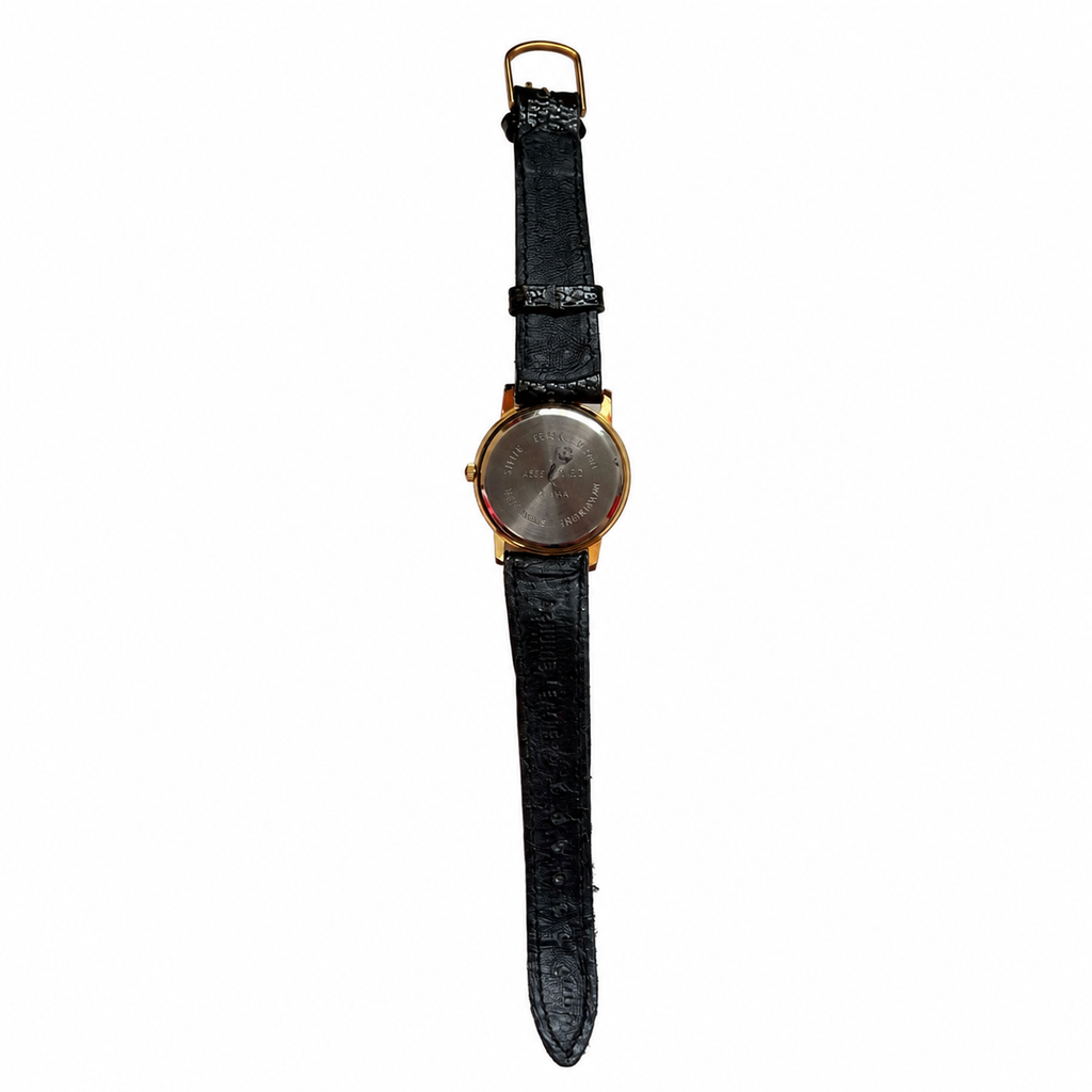 Vintage-Style Minimalist Black Dial Quartz Watch - Requires a Battery