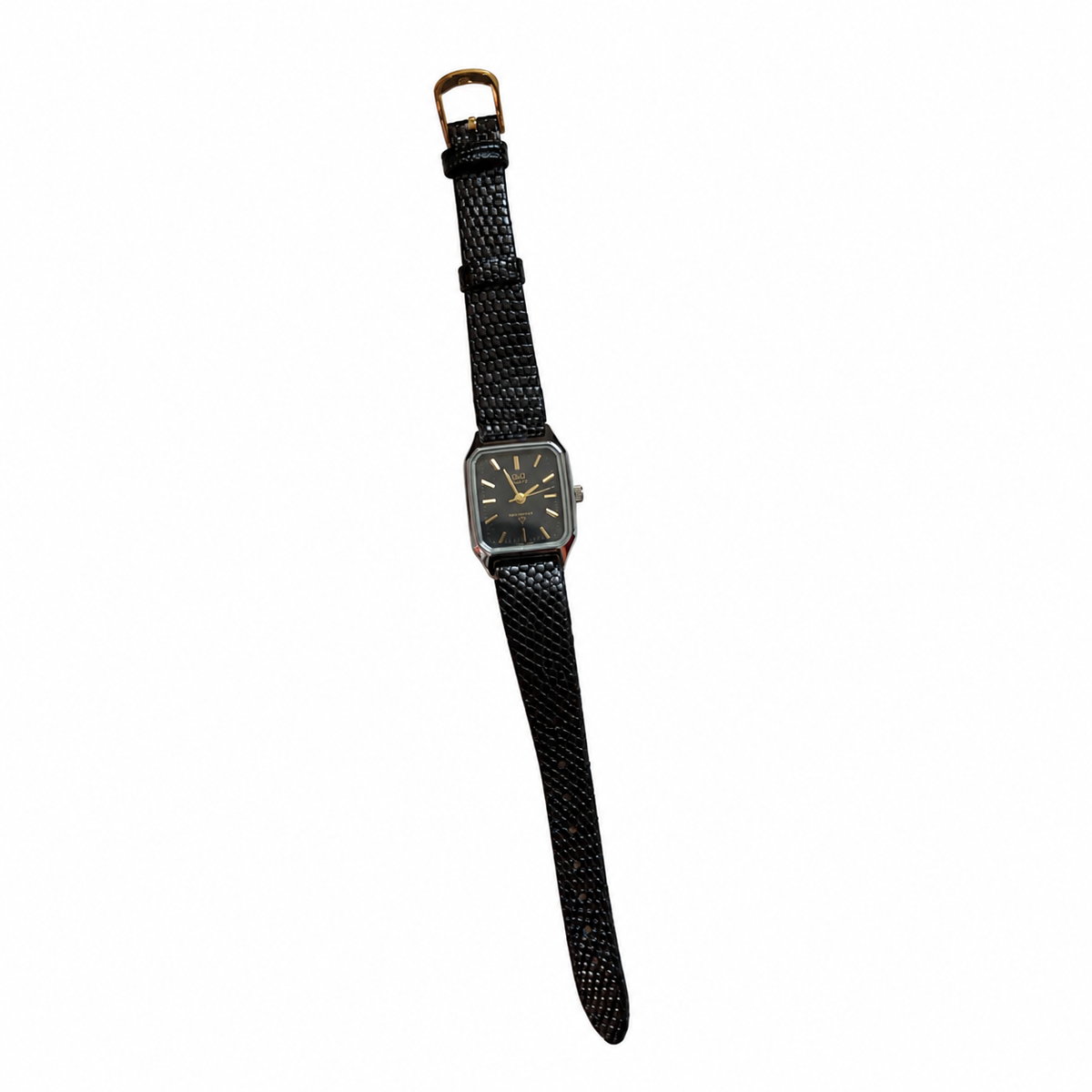 Vintage Q&Q Black Dial Rectangular Quartz Watch - Requires a Battery