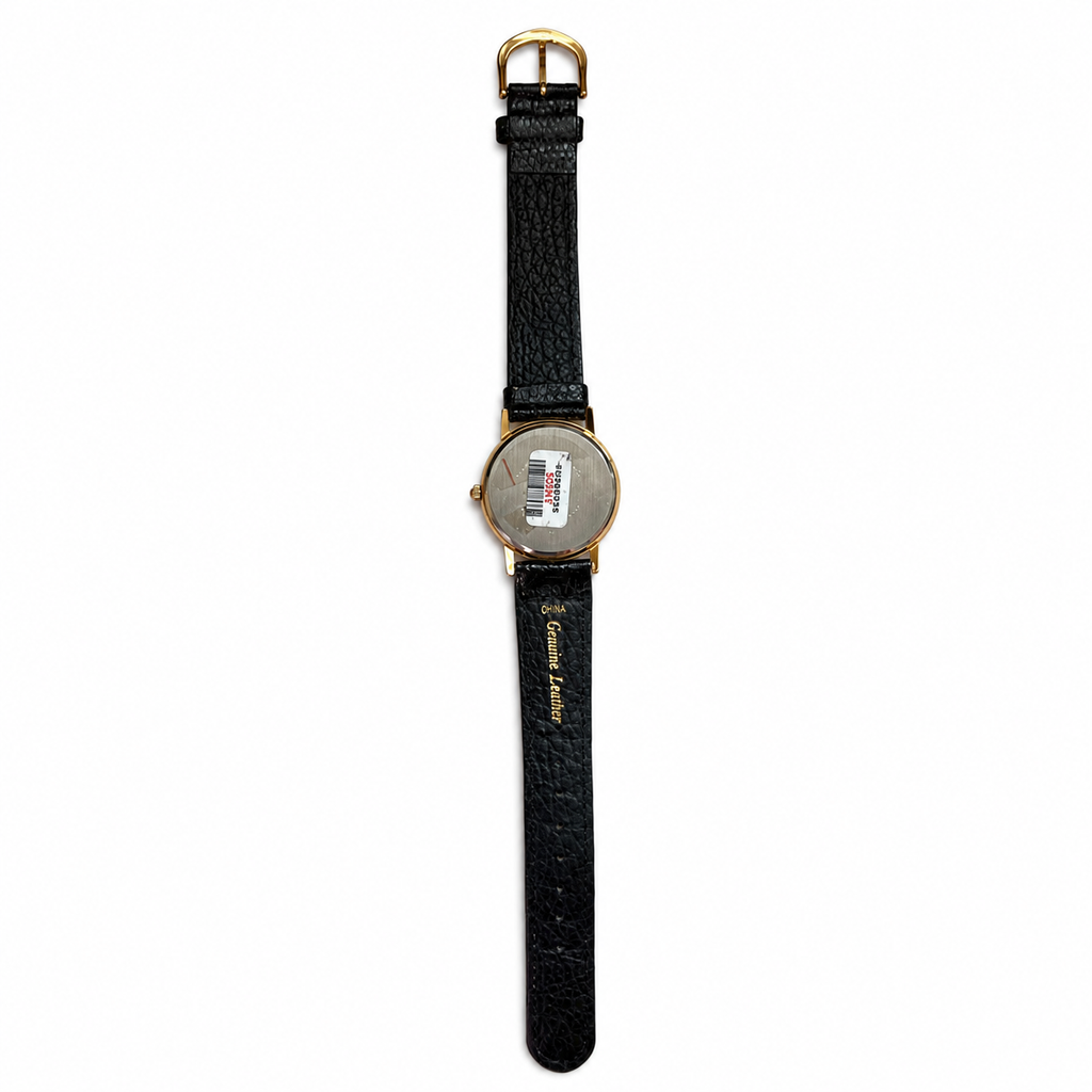 Vintage-Style White Dial Gold-Tone Quartz Watch - Requires a Battery
