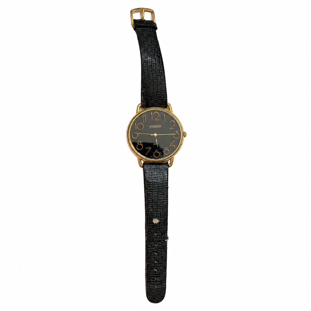 Vintage Enchanter Oversized Black Dial Quartz Watch - Requires a Battery