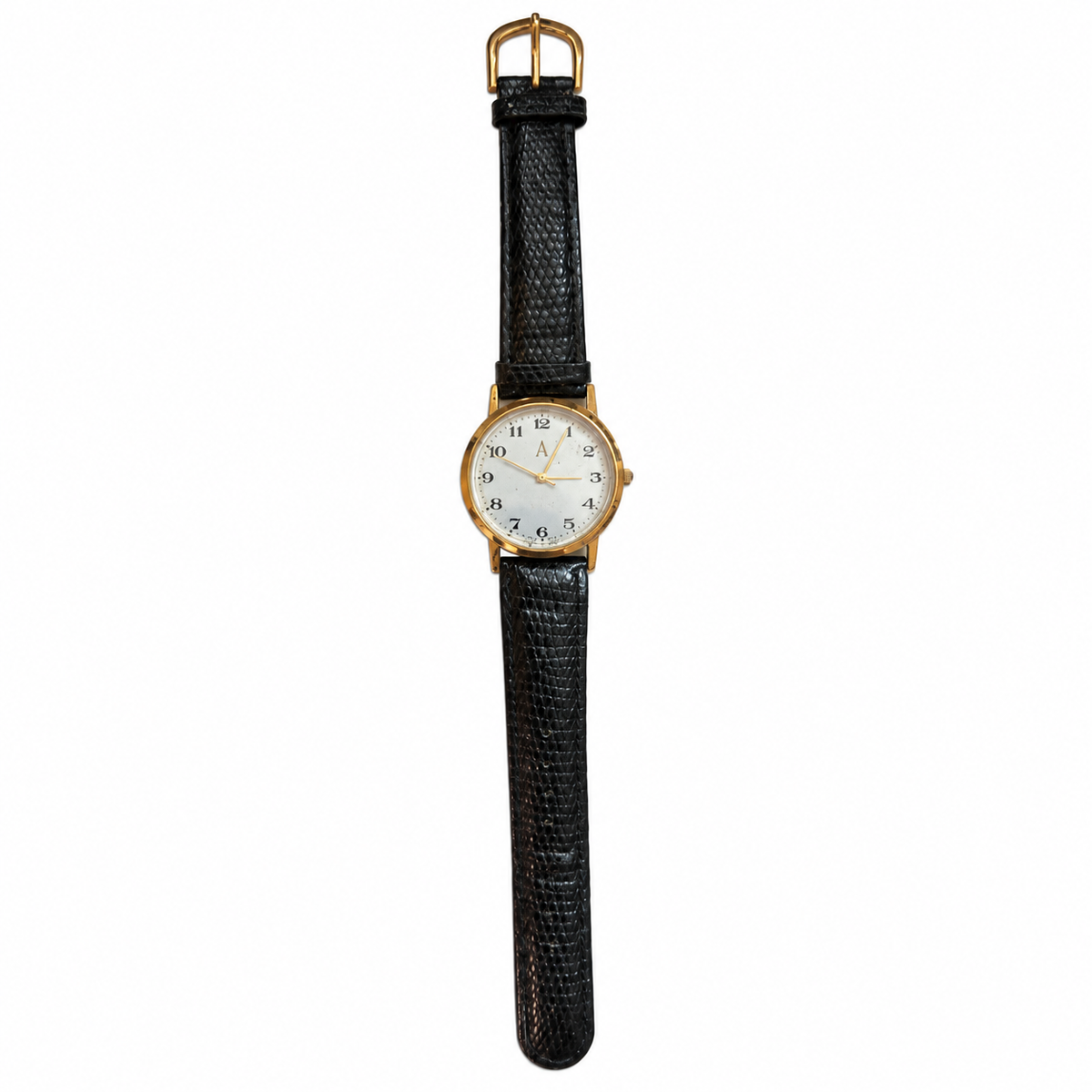 Vintage-Style White Dial Gold-Tone Quartz Watch - Requires a Battery