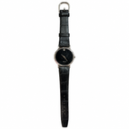 Vintage-Style Minimalist Black Dial Japan Quartz Watch - Requires a Battery
