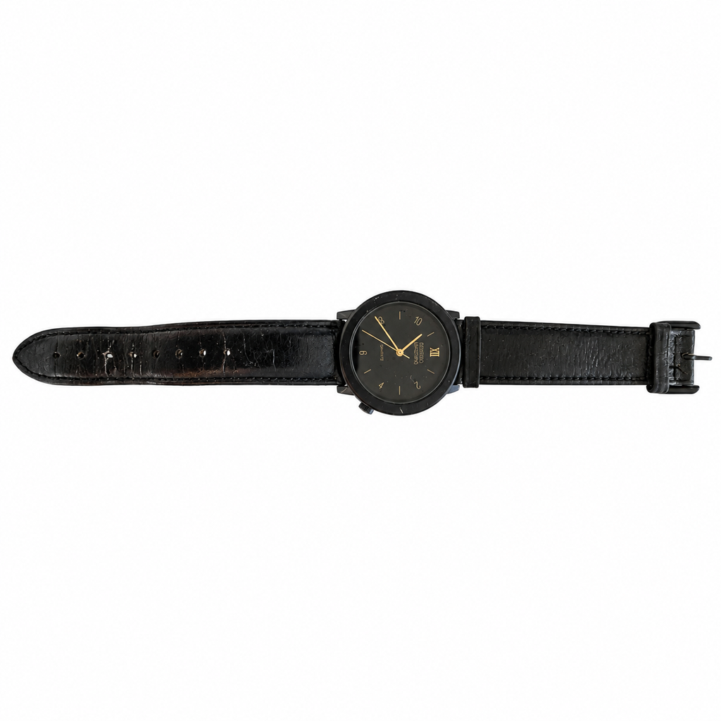 Vintage Georges Marciano Black Dial Leather Strap Quartz Watch - Requires a Battery