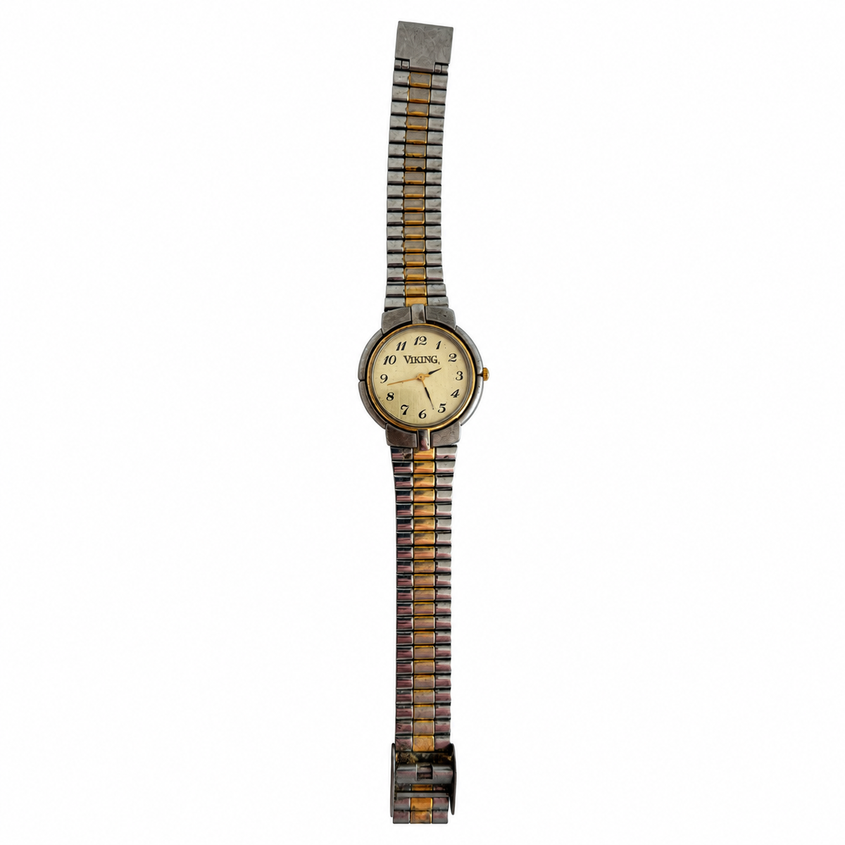 Vintage Viking Champagne Dial Two-Tone Analog Quartz Watch - Requires a Battery