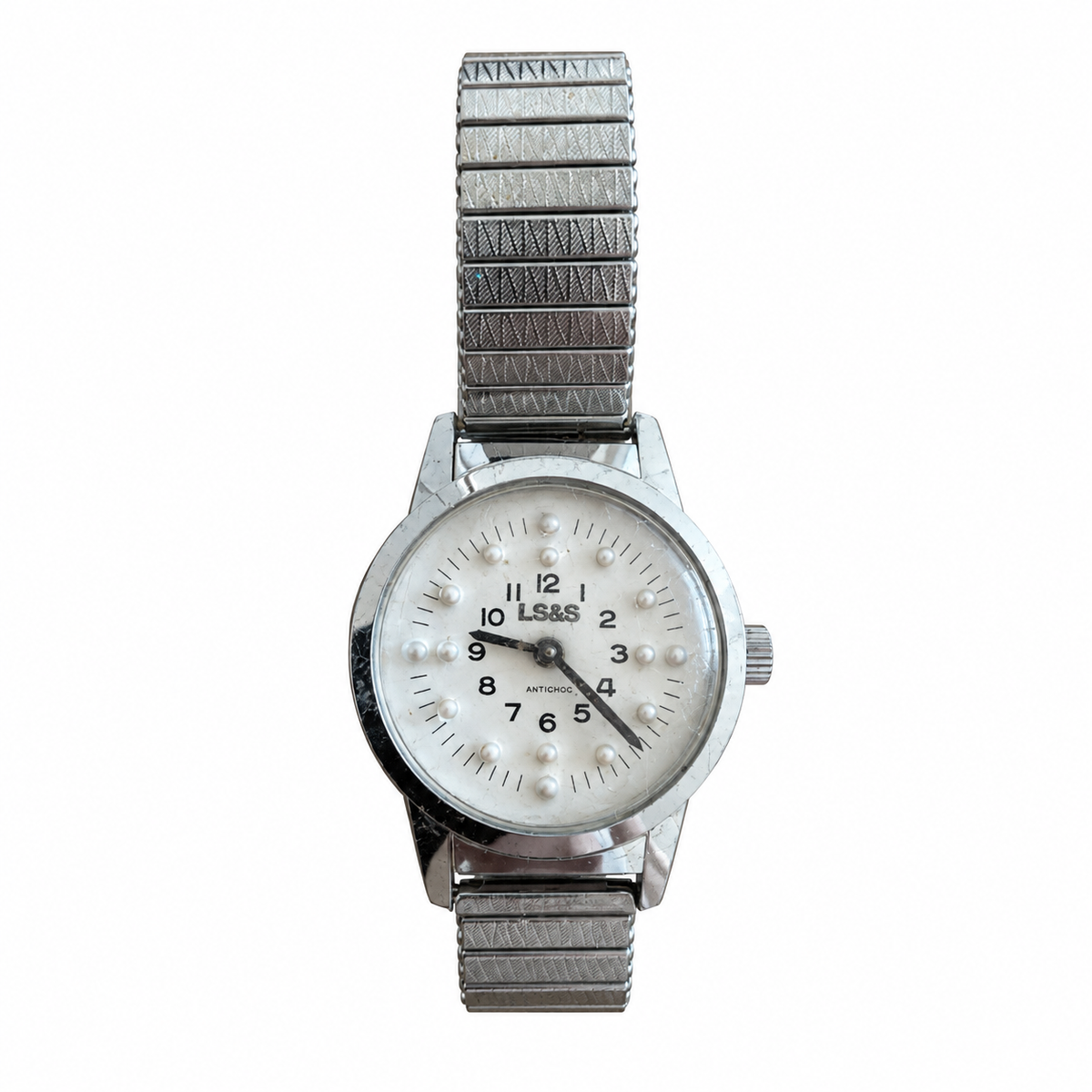 Vintage LS&S Tactile Braille-Style Mechanical Watch Raised Markers - Requires Winding