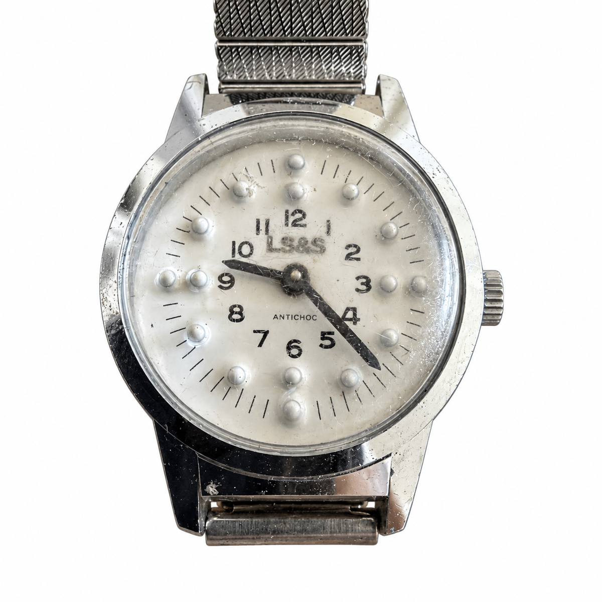Vintage LS&S Tactile Braille-Style Mechanical Watch Raised Markers - Requires Winding
