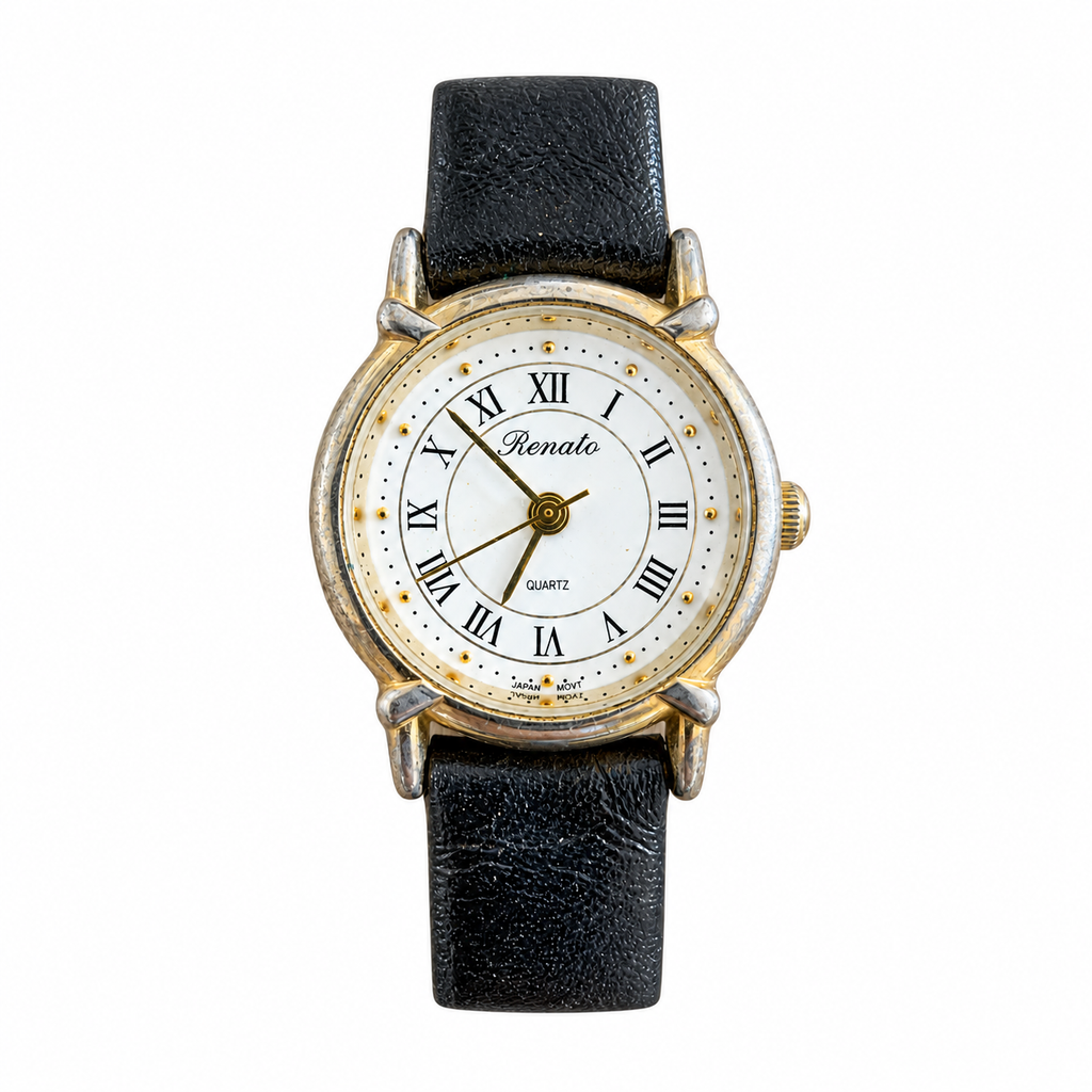 Vintage Renato Gold-Tone Roman Numeral Quartz Dress Watch - Requires a Battery